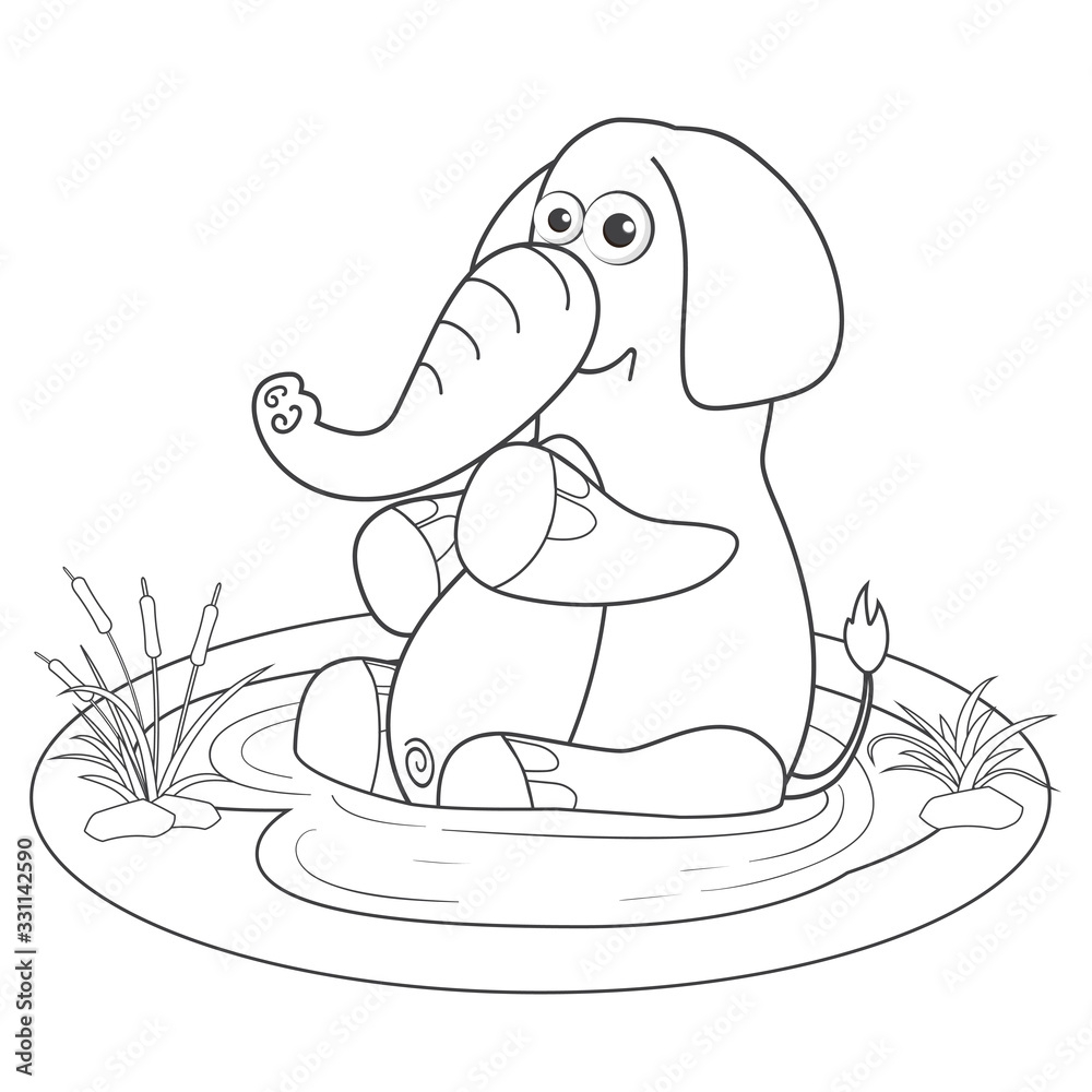 Coloring Page Outline Of Cartoon Elephant In Lake Page For Coloring Book Of Funny Elephant For Kids Activity Colorless Picture Of Cute Animals Anti stress Page For Child Black And White Vector Stock Coloring Page Outline Of Cartoon Elephant In Lake Page For Coloring Book Of Funny Elephant For Kids Activity Colorless Picture Of Cute Animals Anti stress Page For Child Black And White Vector Stock