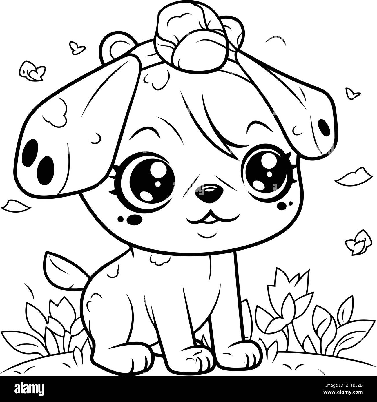 Coloring Page Outline Of Cute Cartoon Dog Animal Character Vector Stock Vector Image Art Alamy