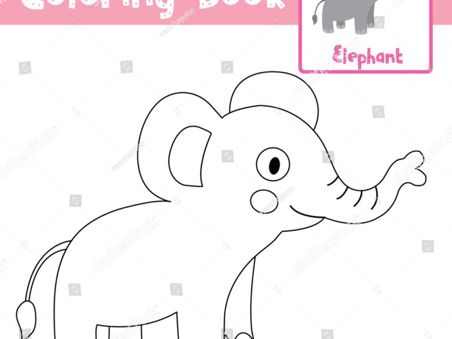 Coloring Page Standing Elephant Animals Cartoon Stock Vector Royalty Free 1687084321 Shutterstock