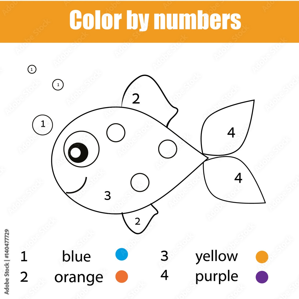 Coloring Page With Fish Character Color By Numbers Educational Children Game Drawing Kids Activity Stock Vector Adobe Stock Coloring Page With Fish Character Color By Numbers Educational Children Game Drawing Kids Activity Stock Vector Adobe Stock