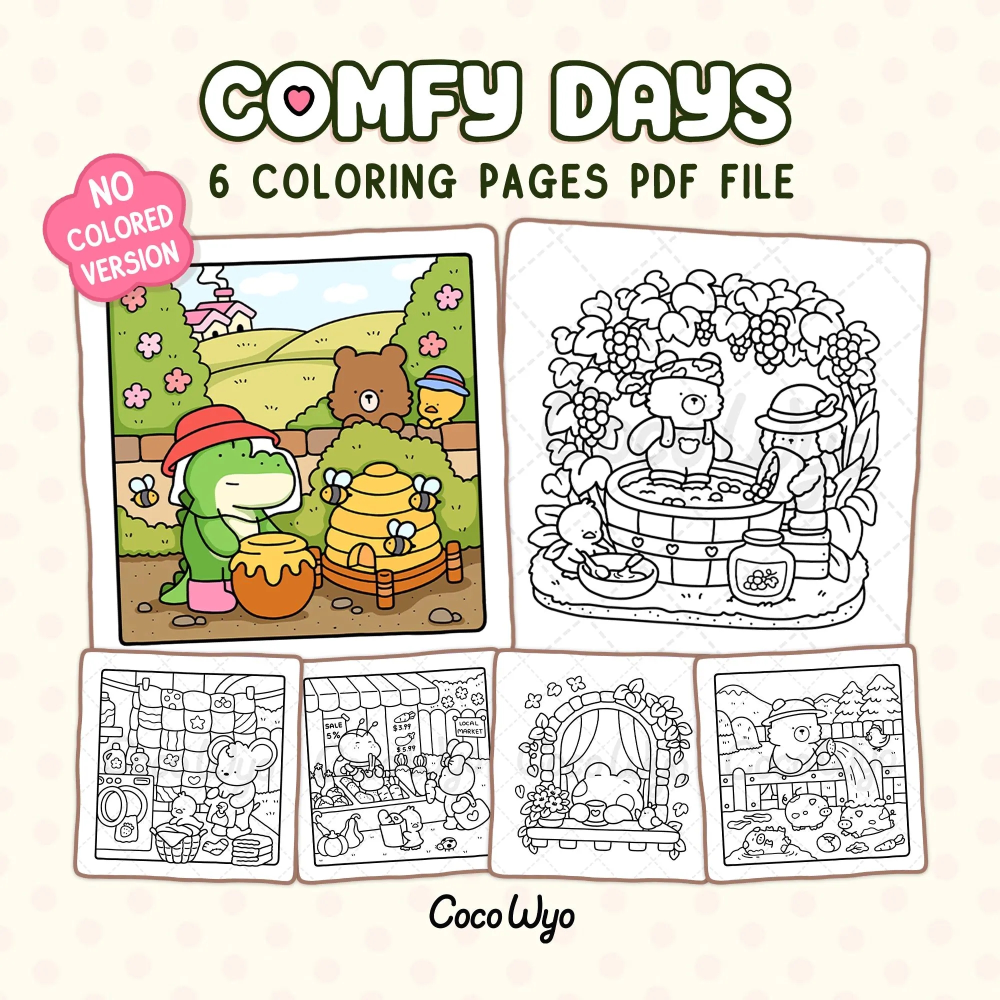 Comfy Days Super Cute Animal Characters In Cozy Hygge Moments Coloring Book By Coco Wyo Etsy