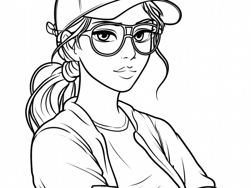 Cool Girl Line Art Bundle Coloring Pages Set Of 12 Trendy Teen With Cap And Sunglasses Digital Download PNG JPG Fashion Coloring Print Etsy