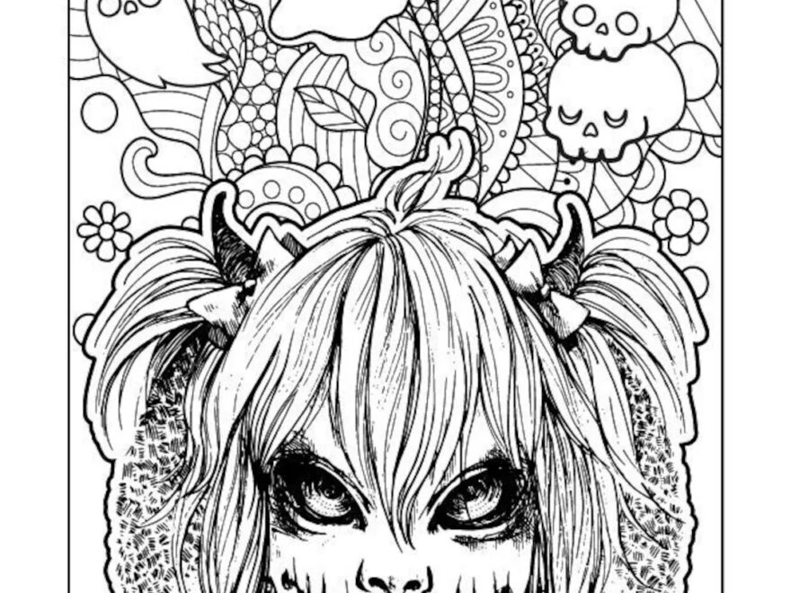 Creepy Halloween Coloring Pages For Adults Etsy