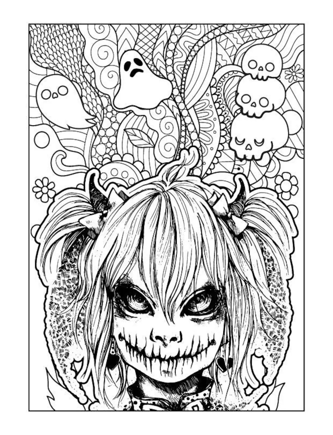 Creepy Halloween Coloring Pages For Adults Etsy