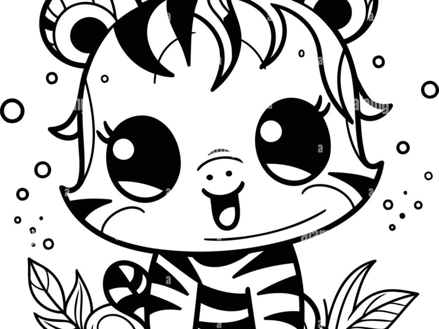 Cute Baby Zebra Black And White Vector Illustration For Coloring Book Stock Vector Image Art Alamy