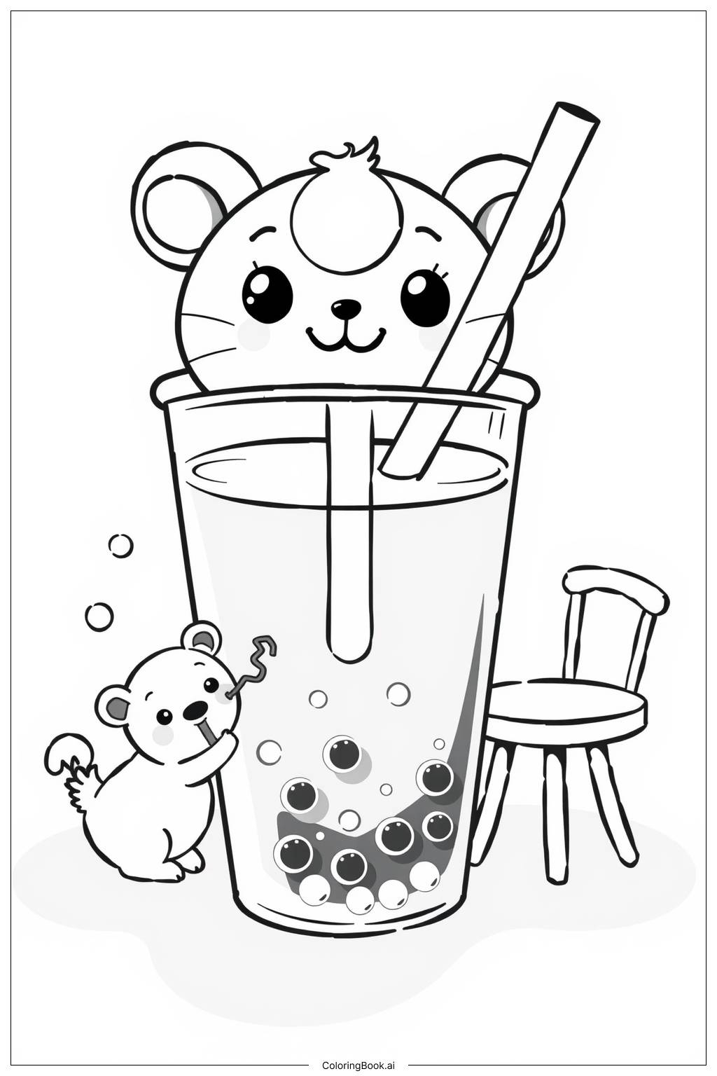 Cute Boba Squishmallow Coloring Page Free PDF PNG Printable 