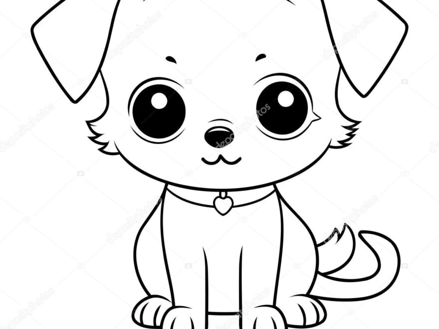 Cute Cartoon Dog Big Eyes Vector Illustration Coloring Book Stock Vector By ibrandify 681863206