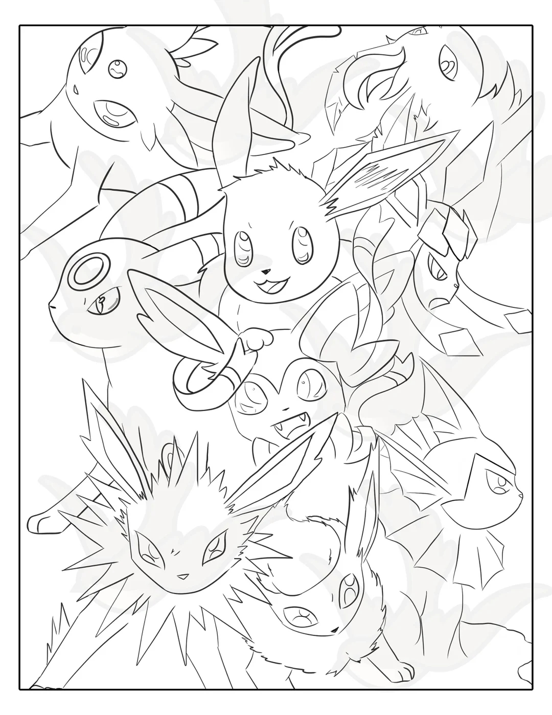 Cute Coloring Page Adult Coloring Page Printable Coloring Sheets Pokemon Coloring Sheets Eevee Coloring Sheet Vaporeon Jolteon Etsy