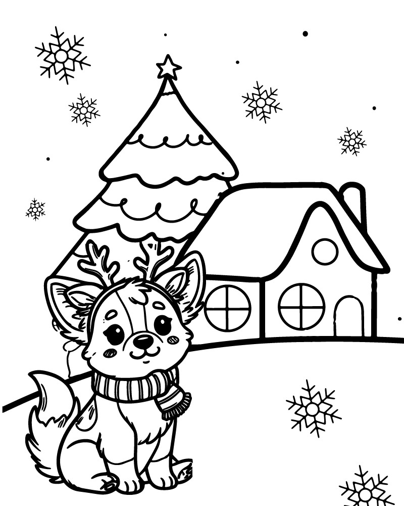 Cute Dog Christmas Coloring Sheet Cute Dog Christmas Coloring Sheet