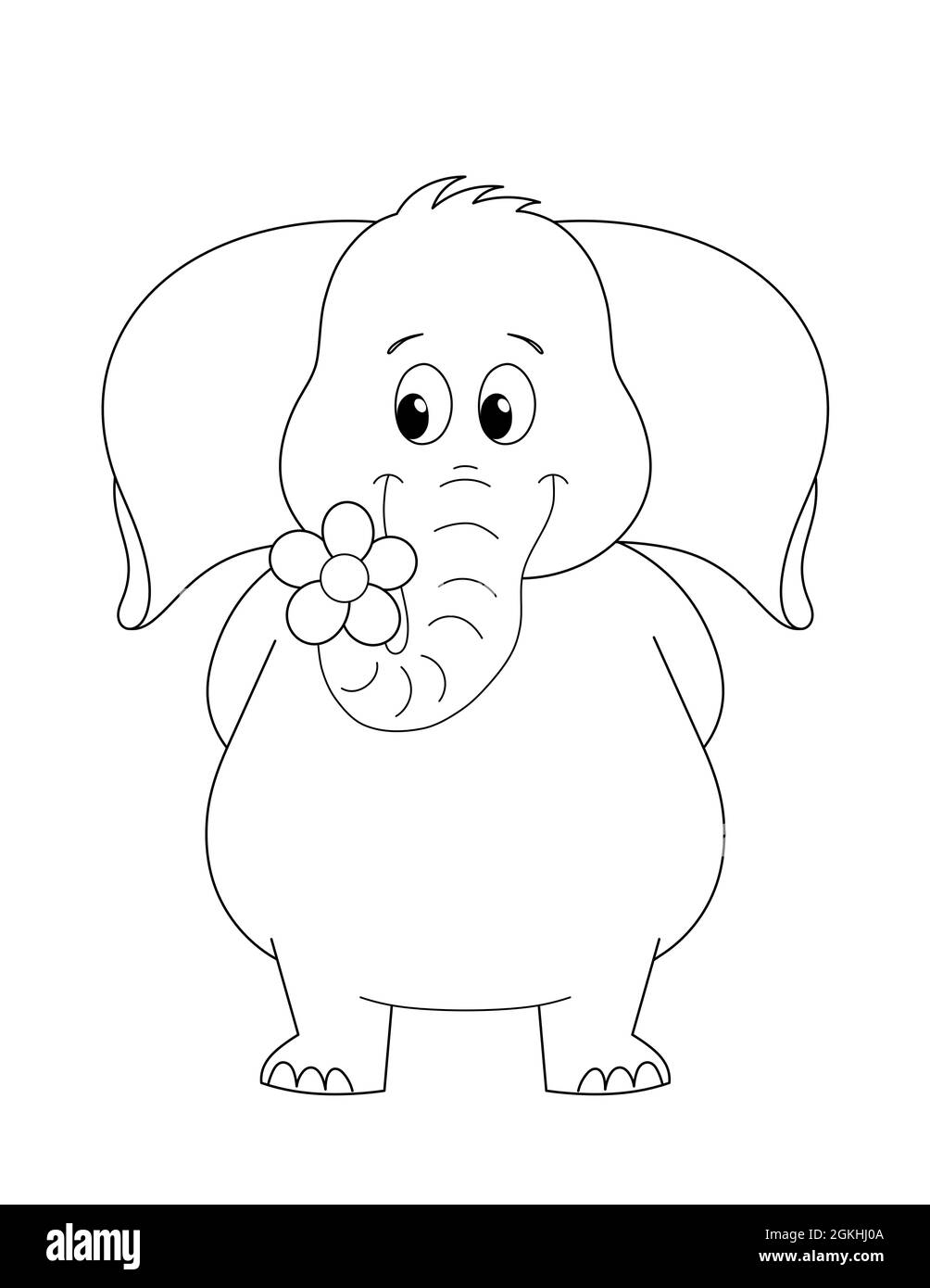 Cute Elephant Standing And Holding A Flower With Its Trunk Cartoon Character Of A Happy Animal That Has Big Eyes Coloring Sheet For Kids Stock Photo Alamy Cute Elephant Standing And Holding A Flower With Its Trunk Cartoon Character Of A Happy Animal That Has Big Eyes Coloring Sheet For Kids Stock Photo Alamy
