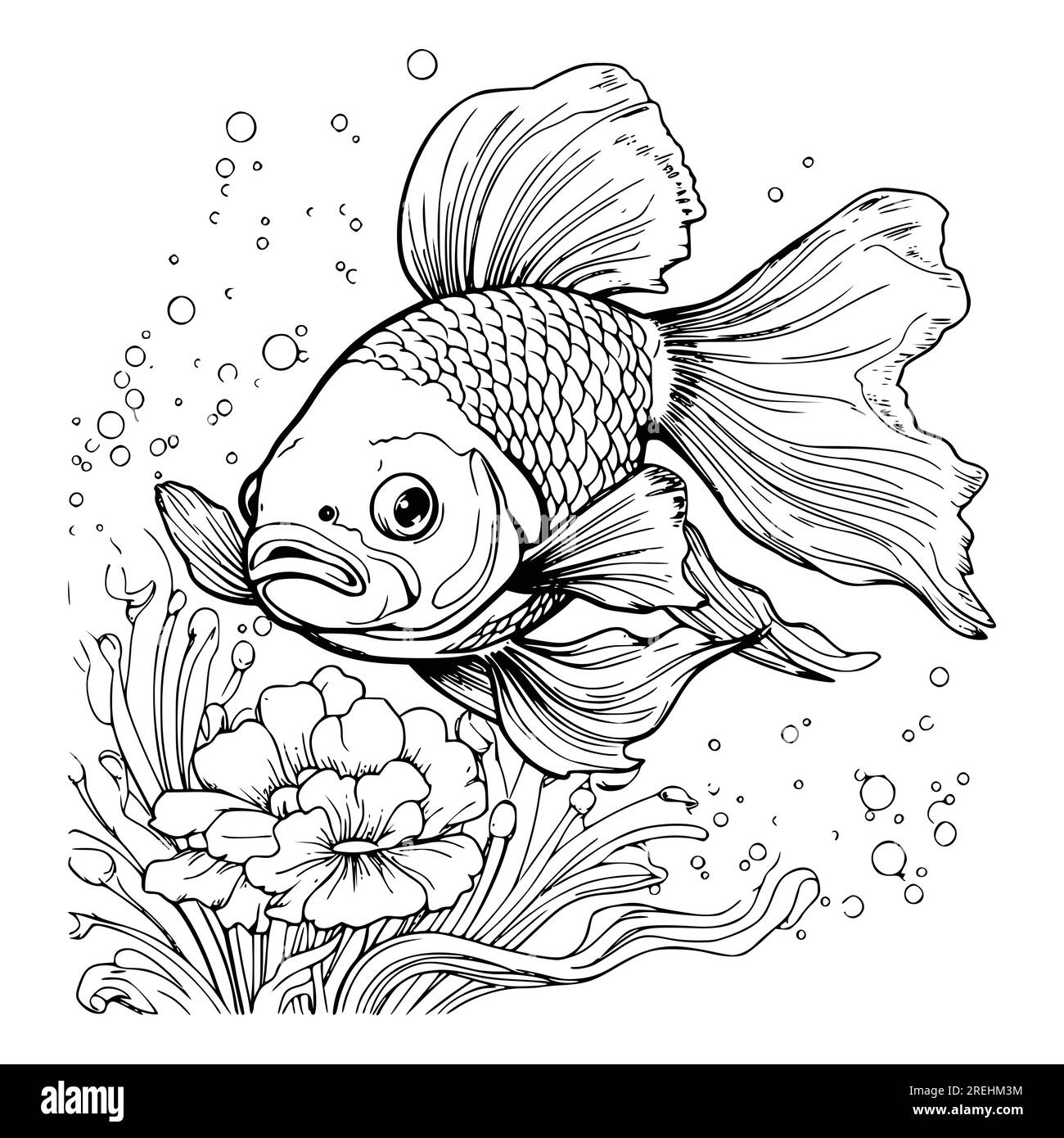 Cute Fish Coloring Page Drawing For Kids Stock Vector Image Art Alamy Cute Fish Coloring Page Drawing For Kids Stock Vector Image Art Alamy