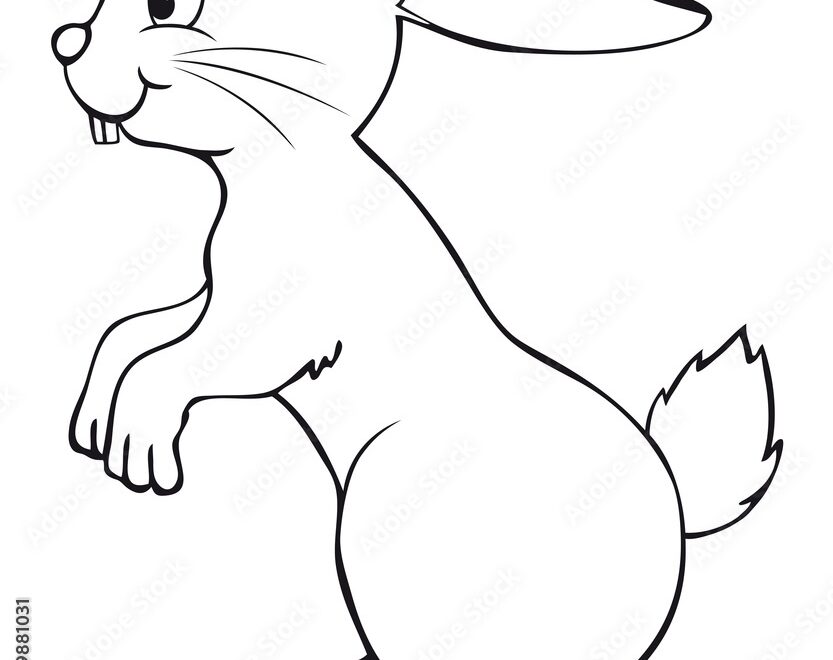 Cute Jumping Easter Bunny Coloring Page Stock Vector Adobe Stock