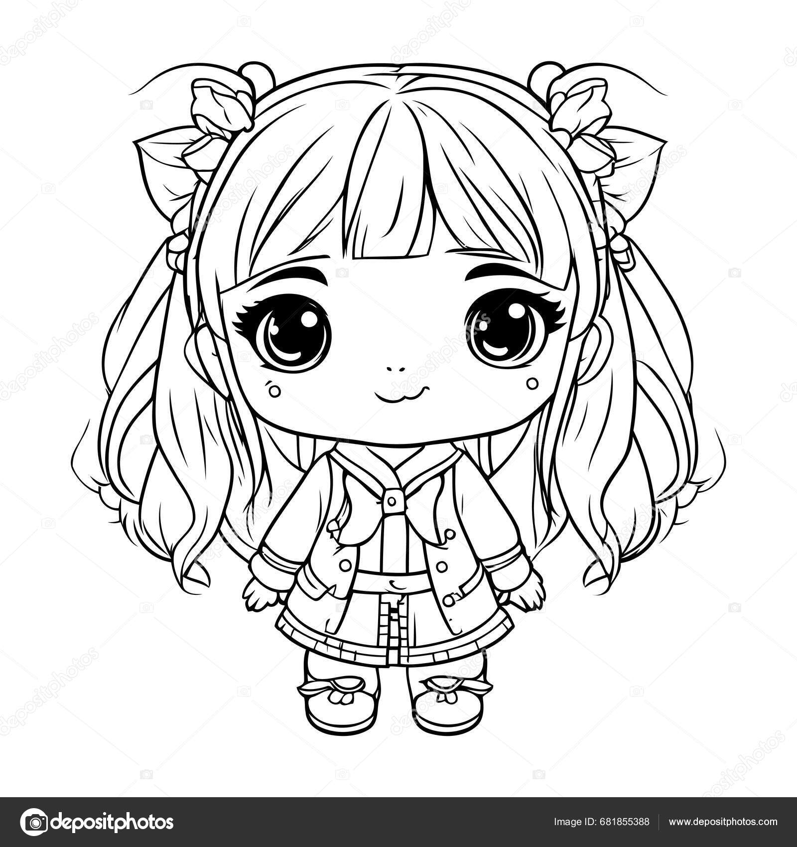 Cute Little Girl Coloring Page Vector Illustration Kids Coloring Book Stock Vector By ibrandify 681855388