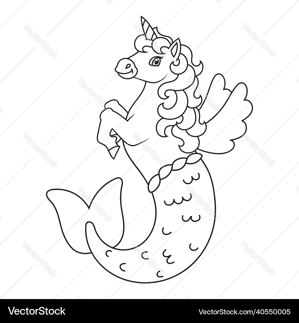 Cute Mermaid Unicorn Magic Fairy Horse Coloring Vector Image Cute Mermaid Unicorn Magic Fairy Horse Coloring Vector Image