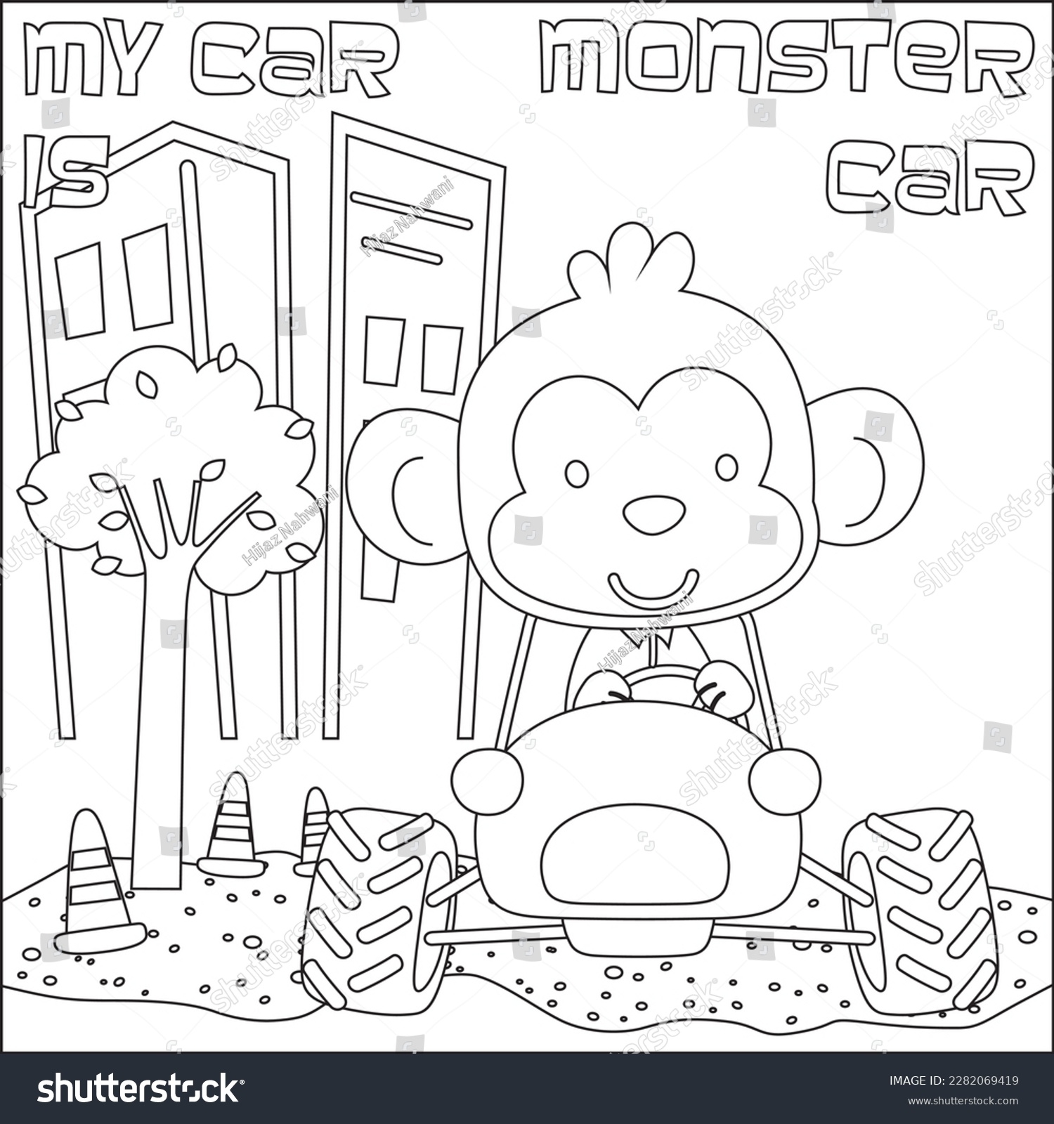 Cute Monkey Cartoon Having Fun Driving Stock Vector Royalty Free 2282069419 Shutterstock
