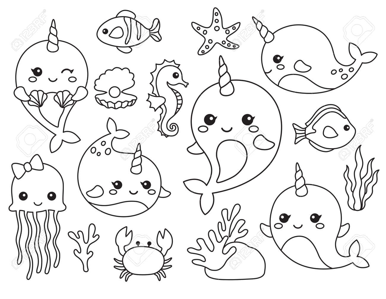 Cute Outline Narwhal And Other Sea Animals Vector Illustration With Live Stroke Royalty Free SVG Cliparts Vectors And Stock Illustration Image 172917364 Cute Outline Narwhal And Other Sea Animals Vector Illustration With Live Stroke Royalty Free SVG Cliparts Vectors And Stock Illustration Image 172917364