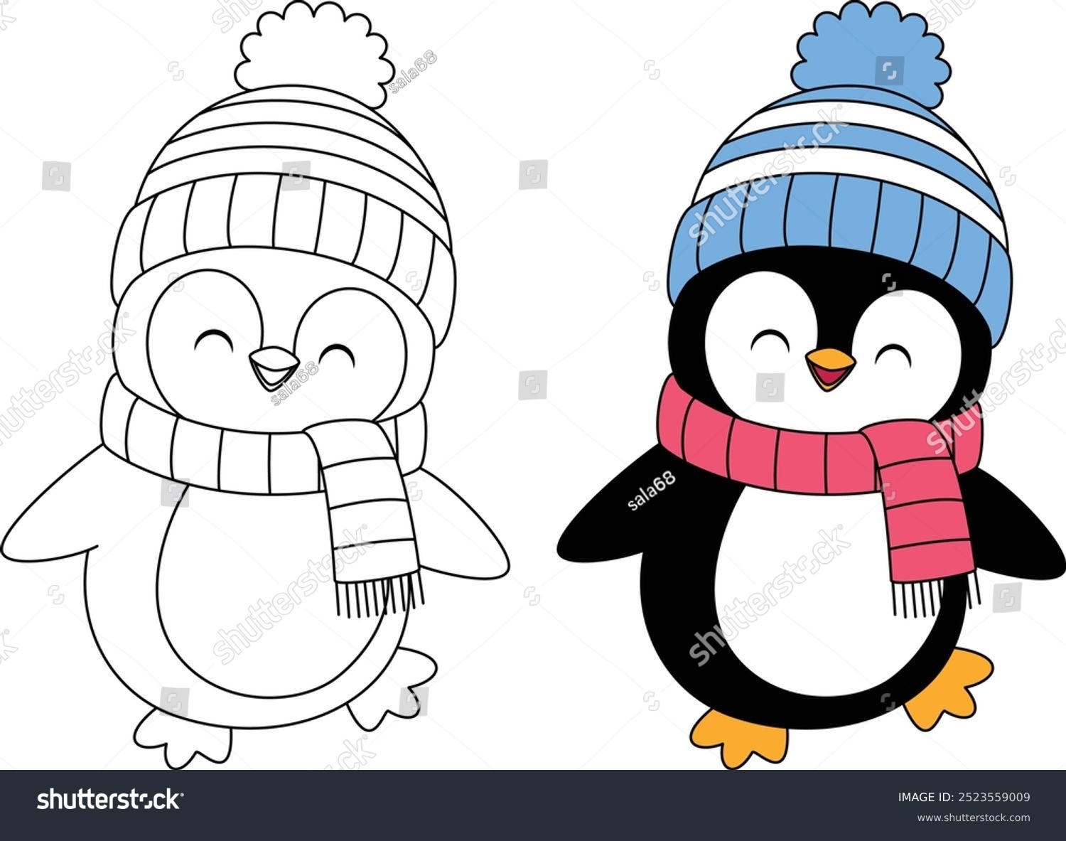 Cute Penguin Ice Skating Outline Coloring Stock Vector Royalty Free 2523559009 Shutterstock Cute Penguin Ice Skating Outline Coloring Stock Vector Royalty Free 2523559009 Shutterstock