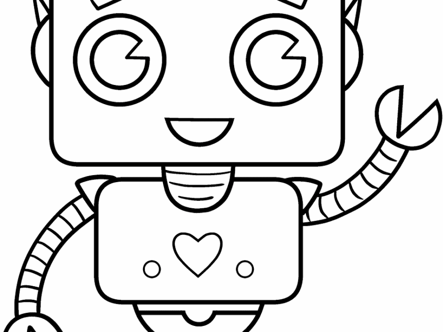 Cute Robot Coloring Page Easy Drawing Guides