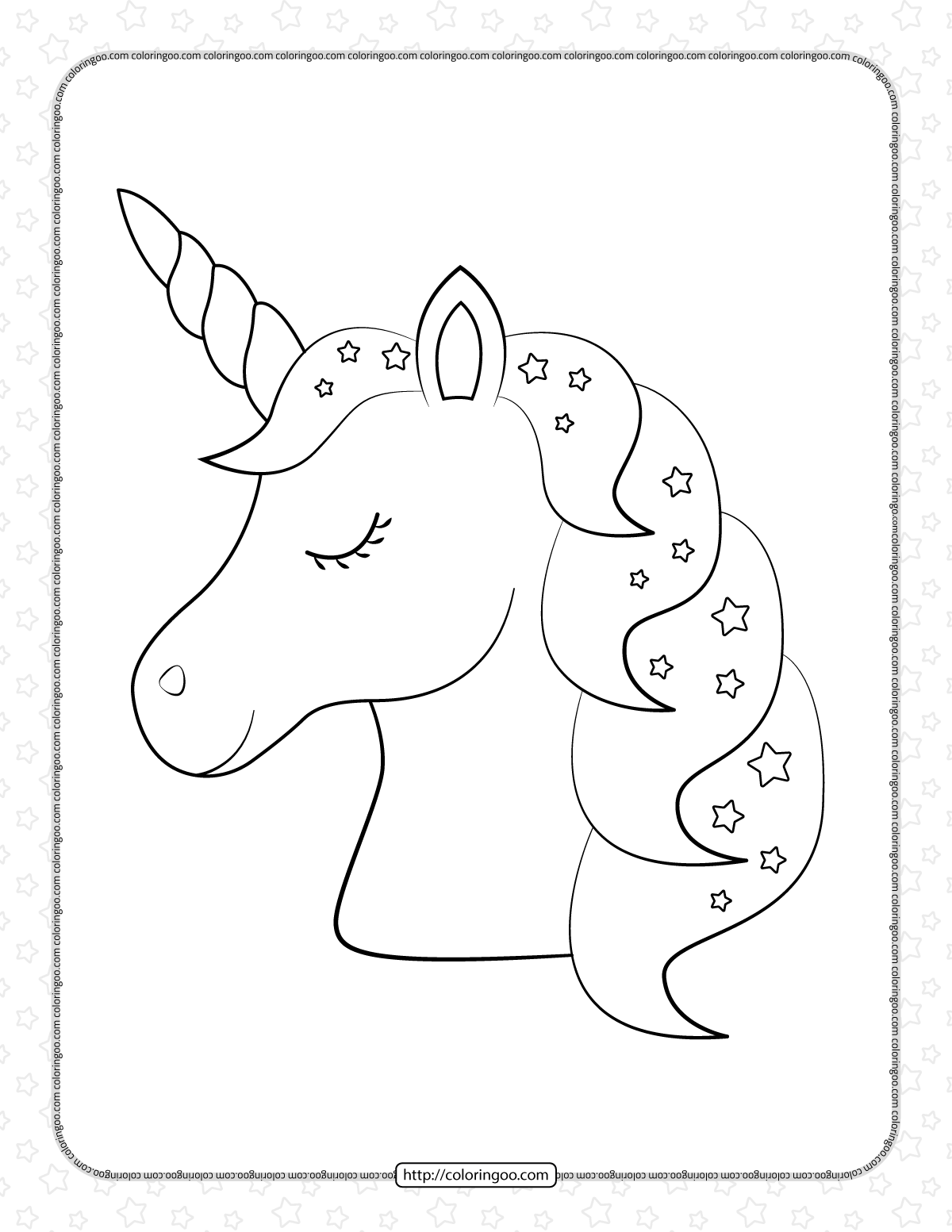 Cute Unicorn Head Coloring Pages For Kids