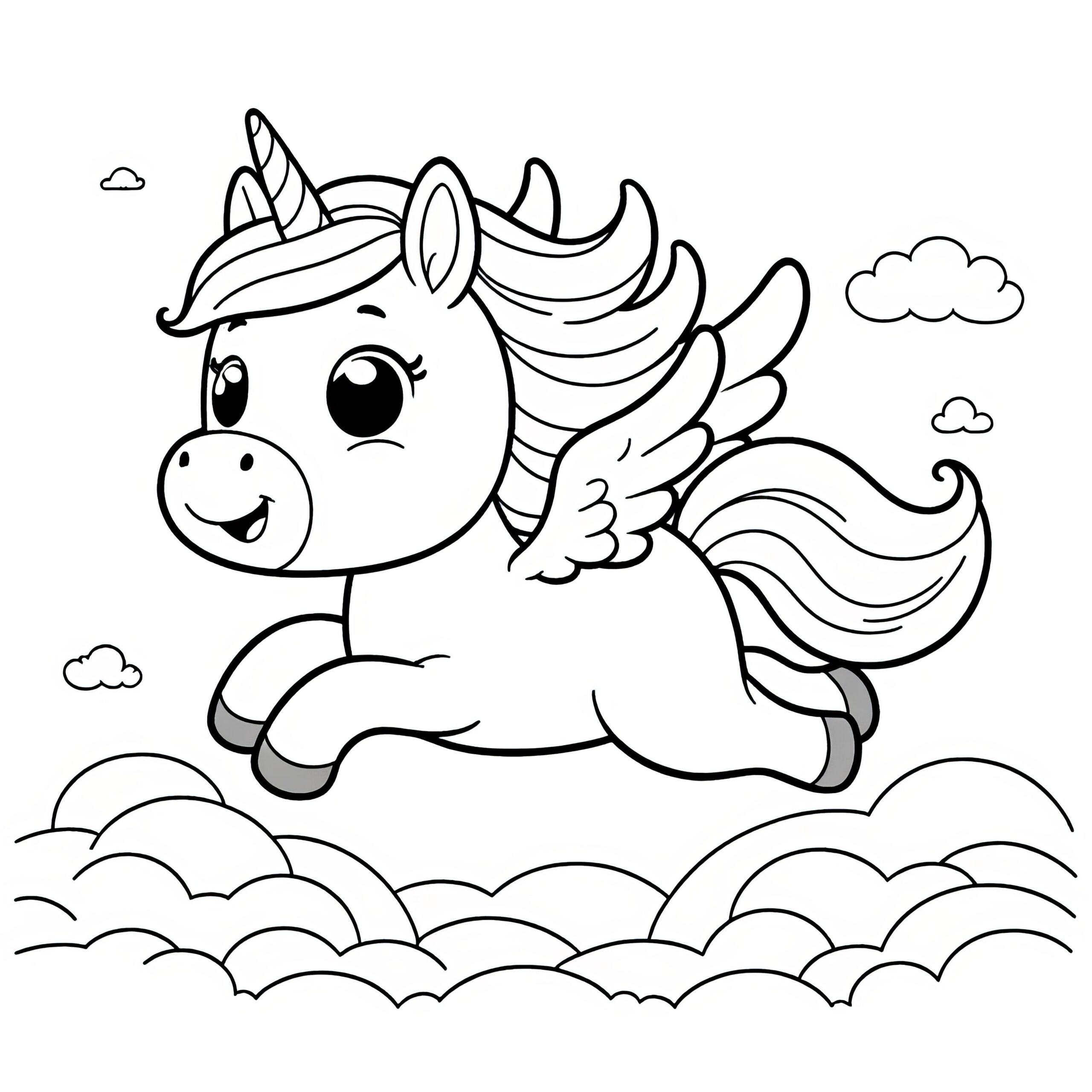 Cute Unicorn With Wings Simple Coloring Picture For Children Free Cute Unicorn With Wings Simple Coloring Picture For Children Free