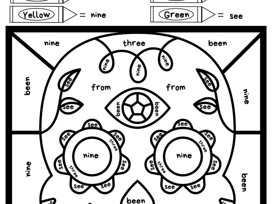Day Of The Dead Coloring Pages Color By Sight Word April Golightly