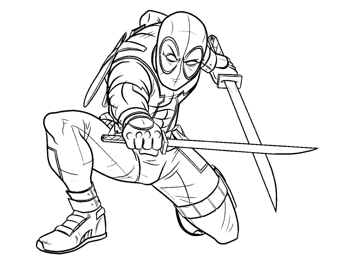Deadpool Coloring Pages Easy