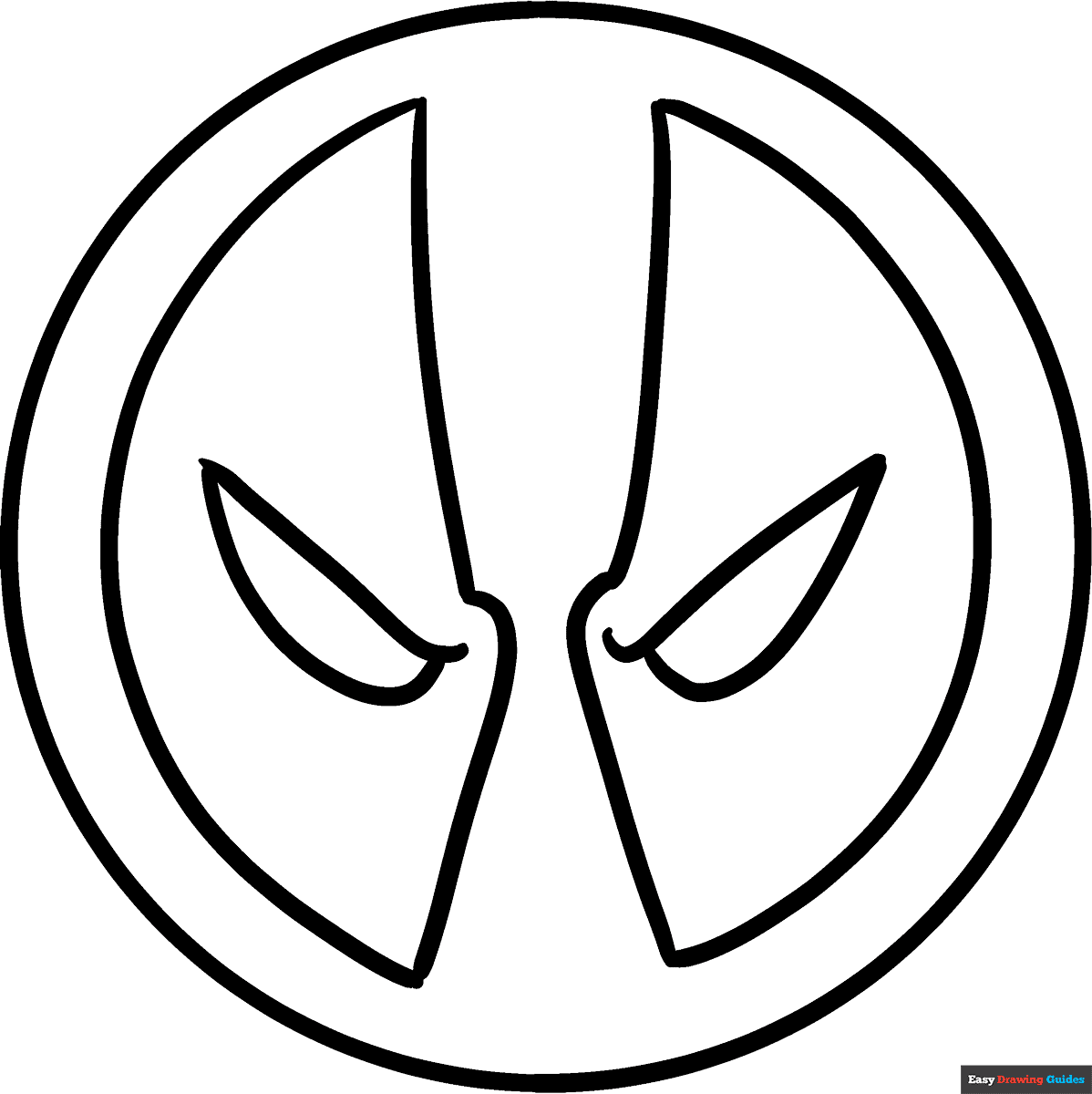 Deadpool Logo Coloring Page Easy Drawing Guides