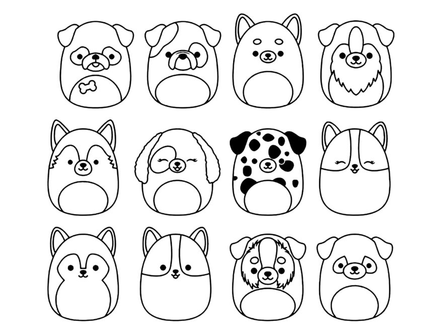 Different Breeds Of Dog Squishmallow Coloring Pages
