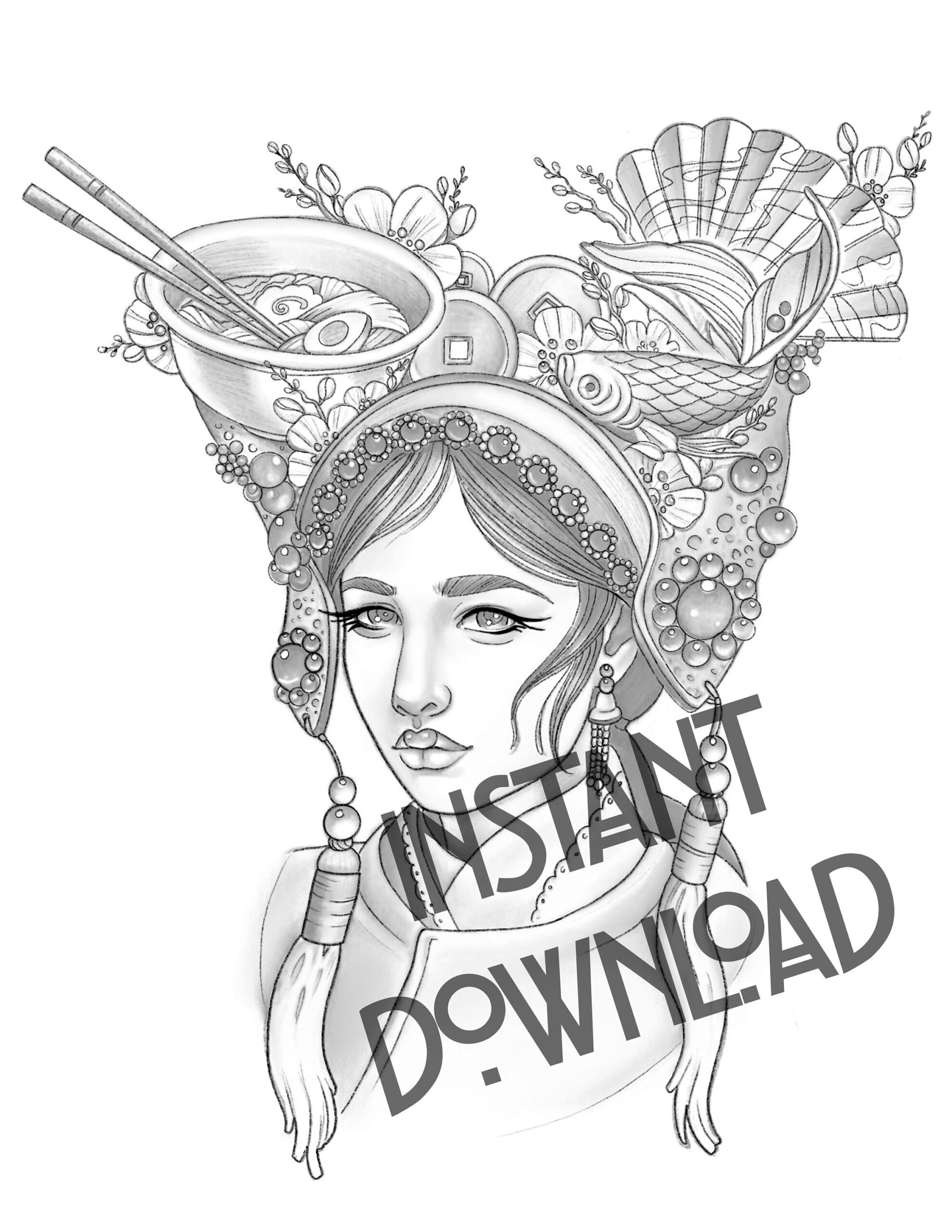 Digital Download Grey Scale AND Line Art Coloring Page For Adults Ramen Geisha Printable Etsy Digital Download Grey Scale AND Line Art Coloring Page For Adults Ramen Geisha Printable Etsy