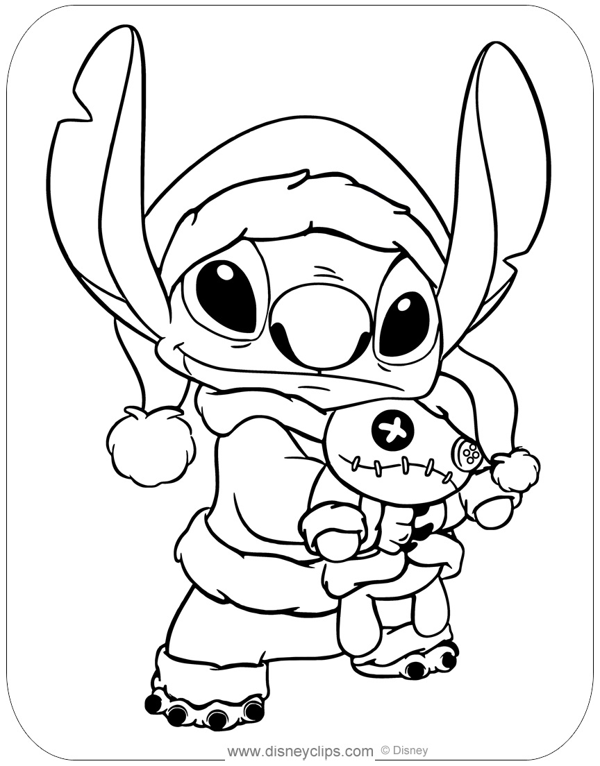Disney Stitch Christmas Coloring Pages Disneyclips