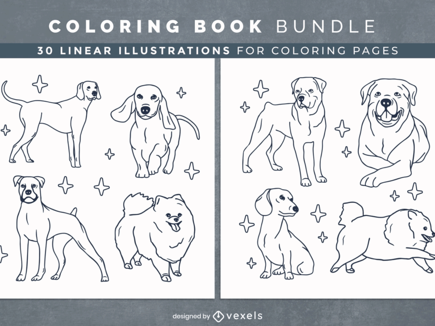 Dog Breeds Coloring Book Pages Design Vector Download