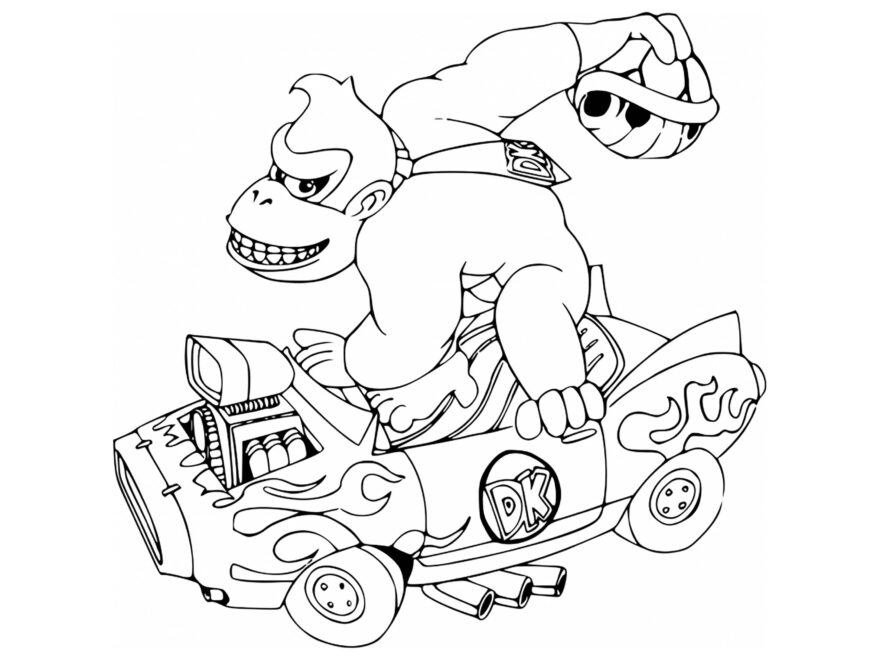 Donkey Kong Kart Mario Kart Coloring Pages