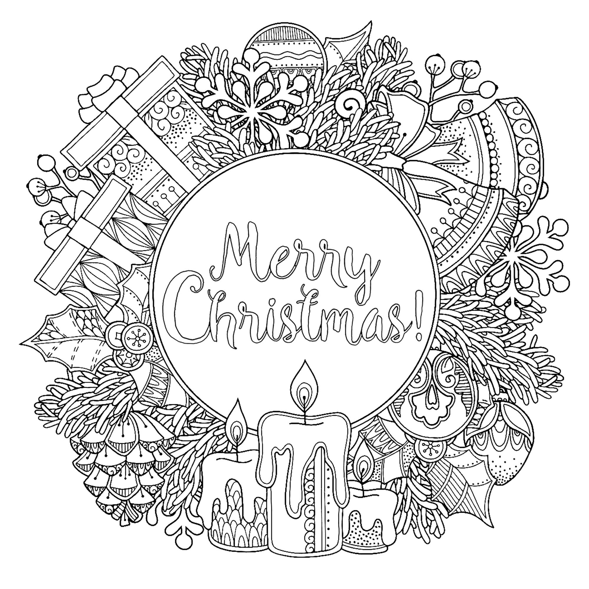 Doodl Christmas Wreath Christmas Coloring Pages For Adults Doodl Christmas Wreath Christmas Coloring Pages For Adults