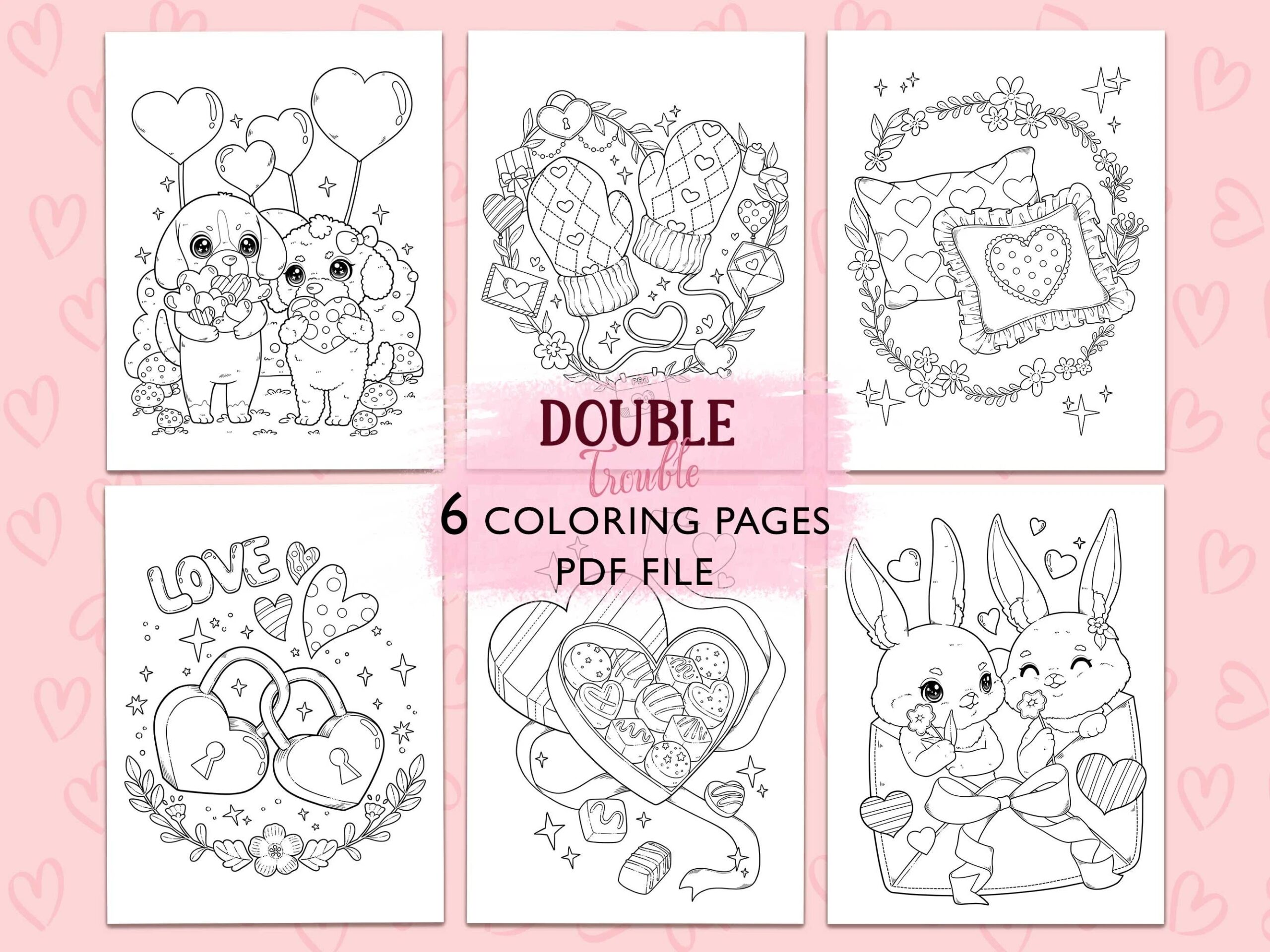 Double Trouble Romantic Coloring Book By Coco Wyo Etsy