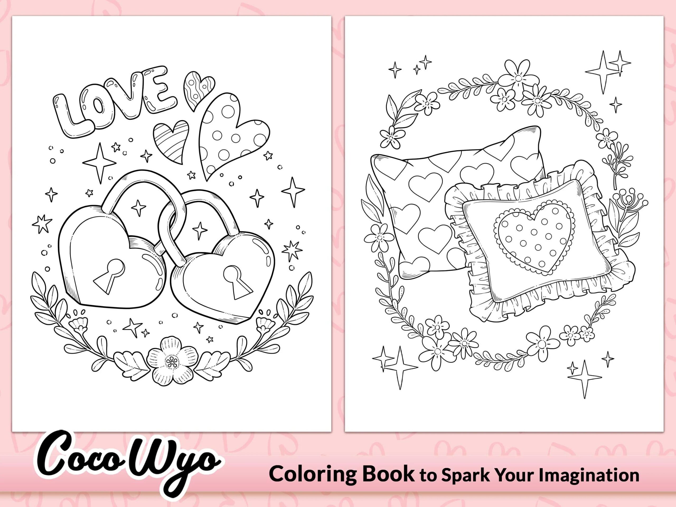 Double Trouble Romantic Coloring Book By Coco Wyo Etsy