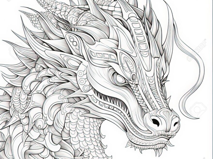 Dragon Coloring Pages For Adults Stock Photo Picture And Royalty Free Image Image 210187594