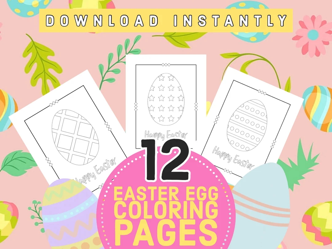 Easter Egg Coloring Pages For Kids 12 Digital Download Pdfs Etsy Easter Egg Coloring Pages For Kids 12 Digital Download Pdfs Etsy
