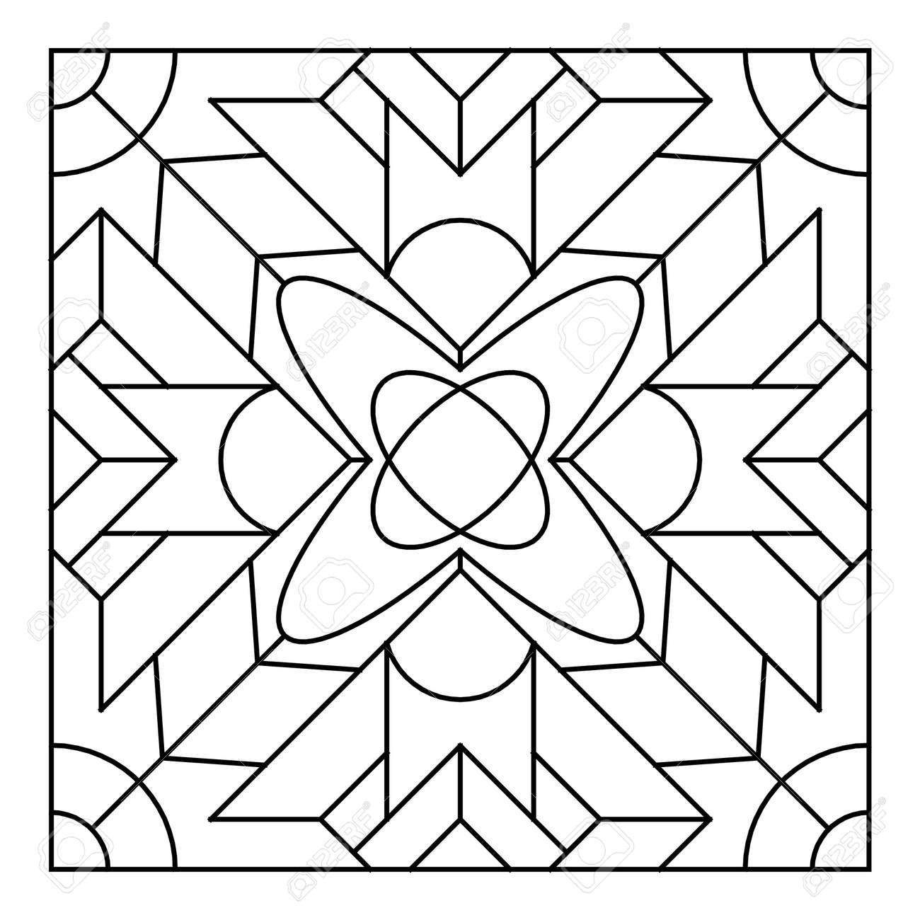 Easy Adult Coloring Page For Seniors Square Pattern In Tile Shape Vector Art In Eps 8 Royalty Free SVG Cliparts Vectors And Stock Illustration Image 165215297 