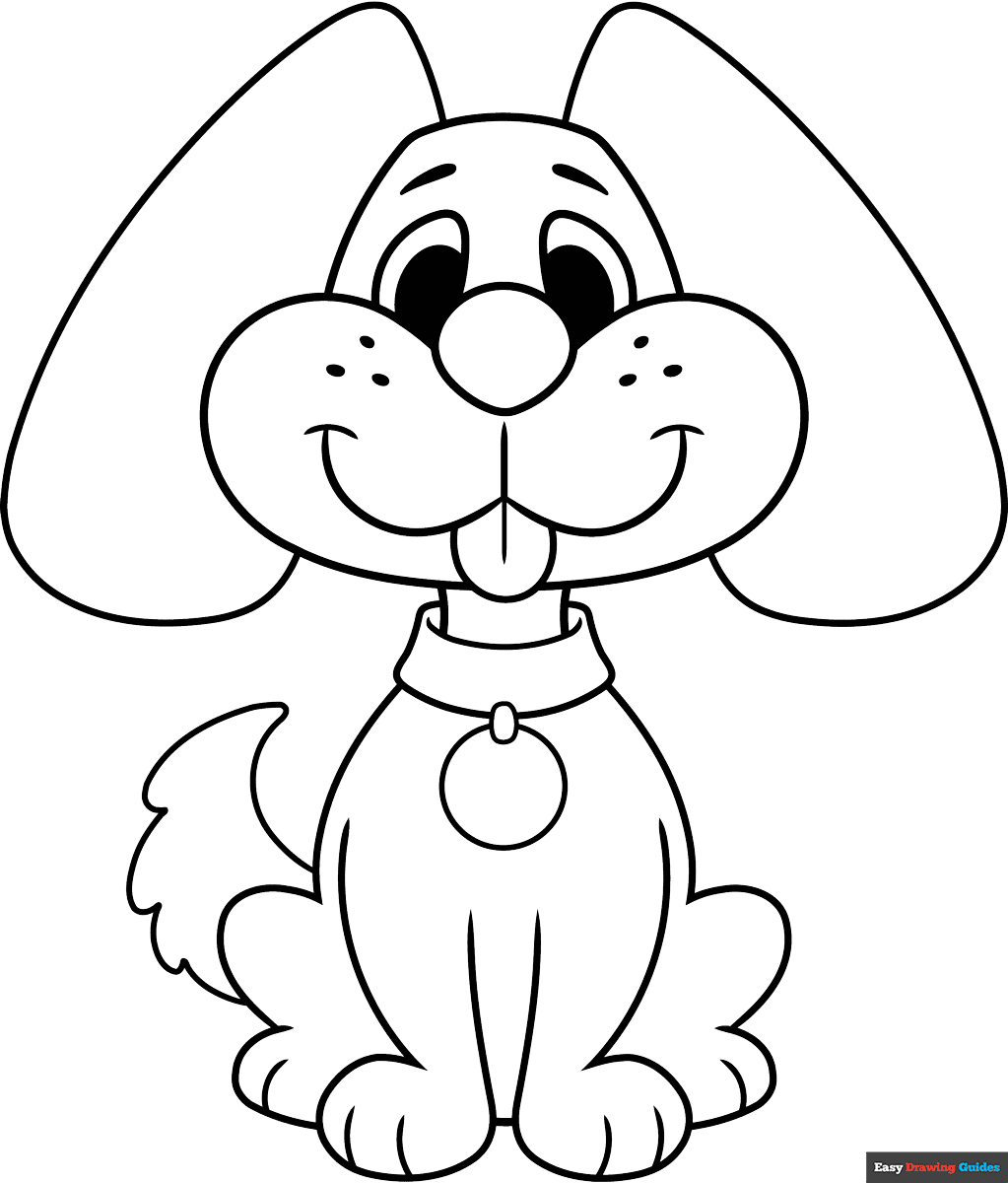 Easy Cartoon Dog Coloring Page Easy Drawing Guides