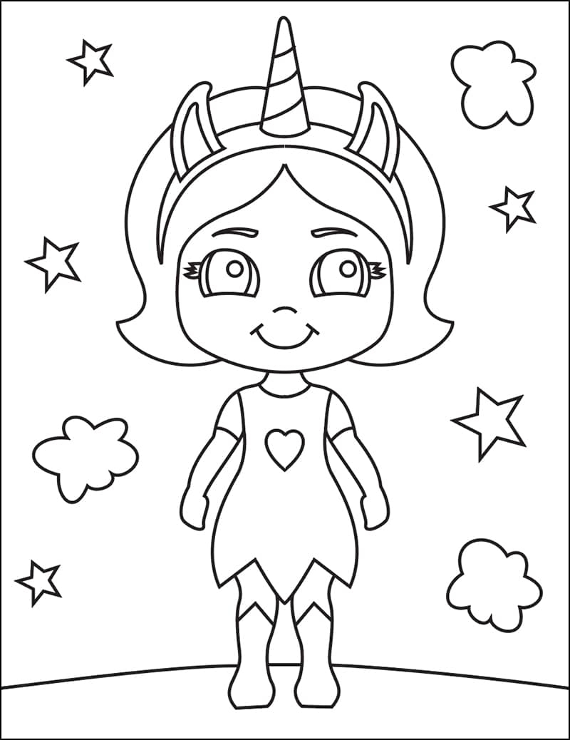 Easy How To Draw A Unicorn Girl Tutorial Video And Coloring Page