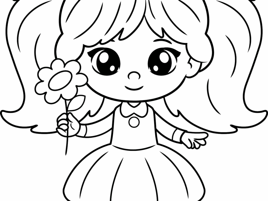 Easy Little Girl Coloring Page Easy Drawing Guides
