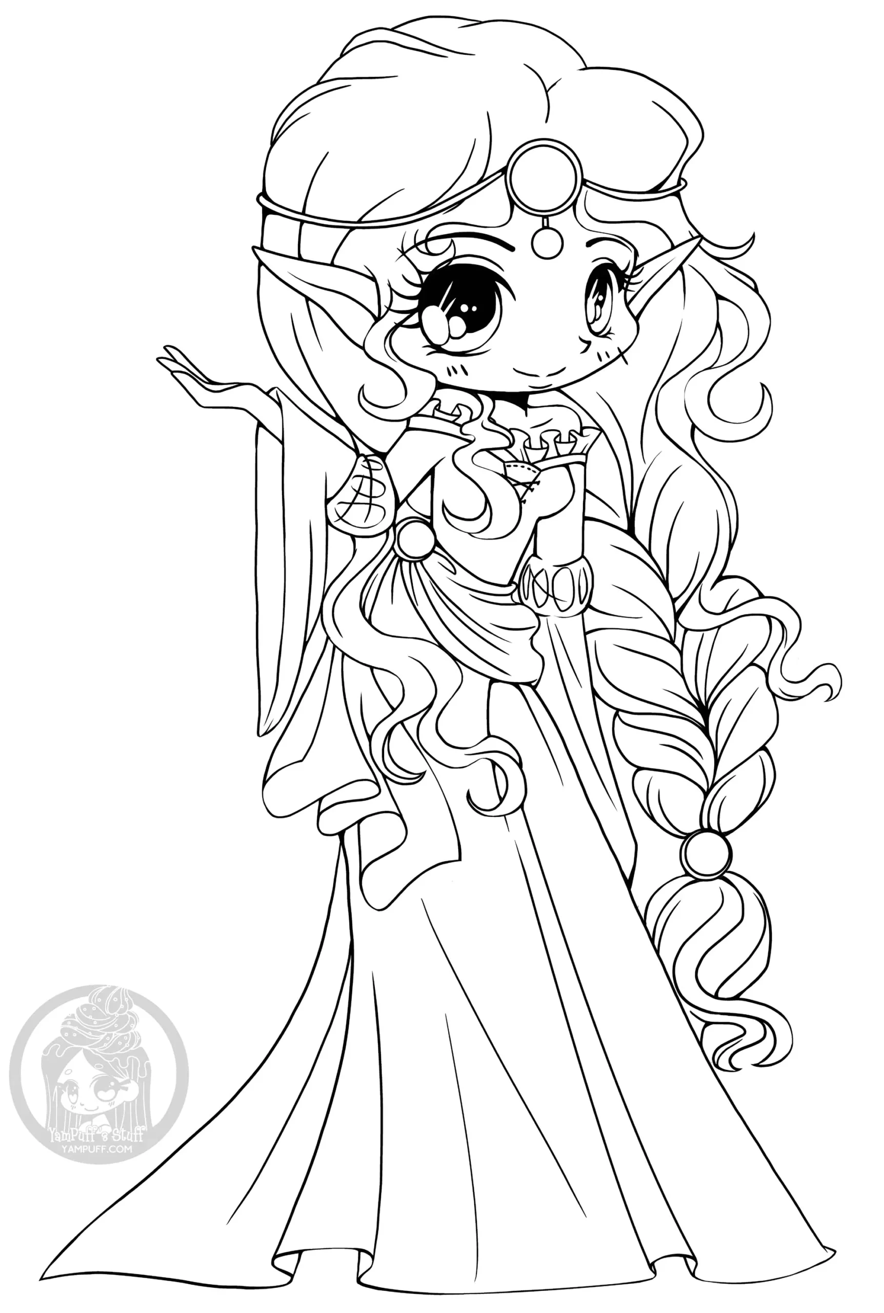 Elf Princess Of Scotland Kawaii Coloring Pages