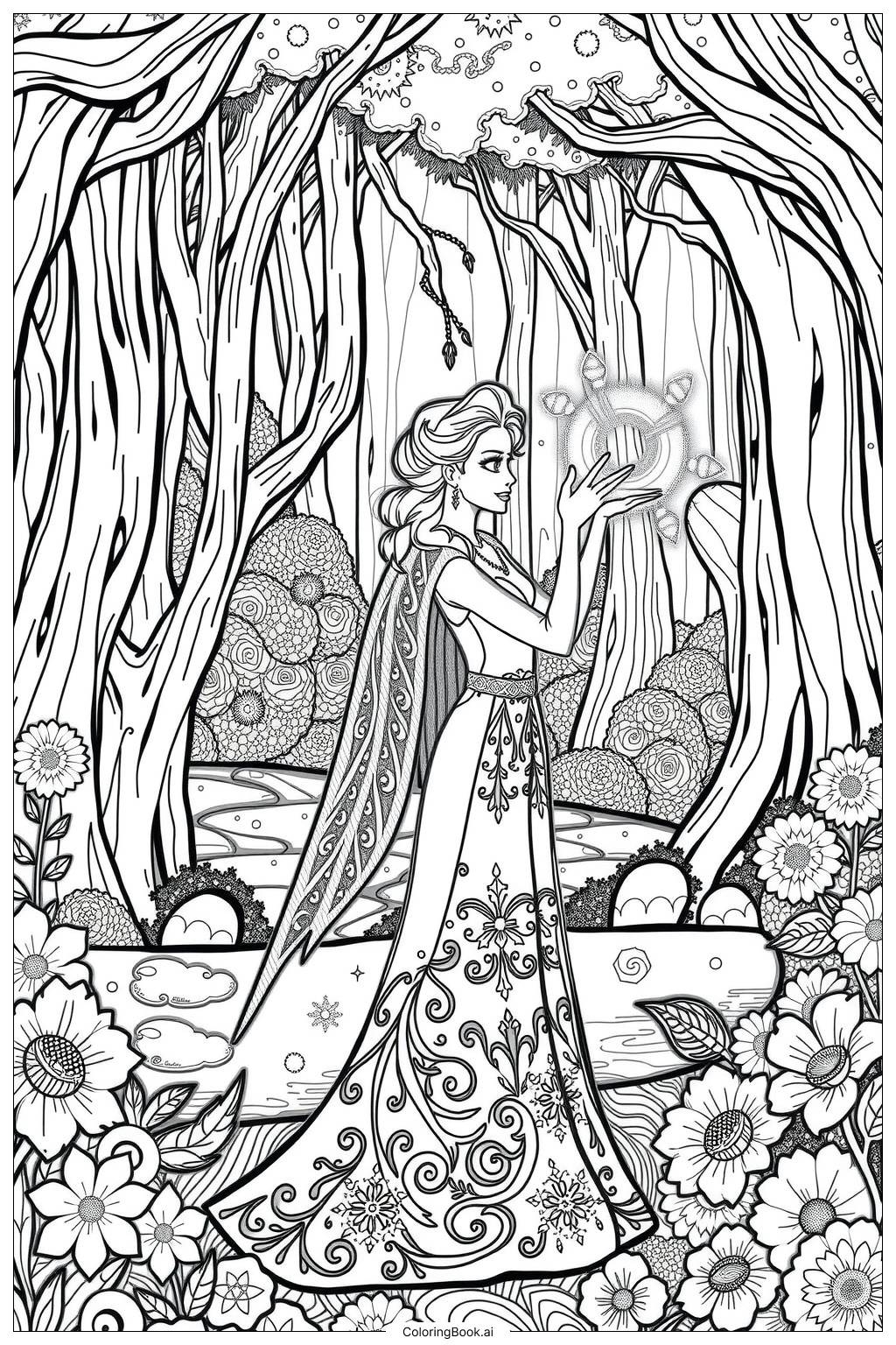 Elsa Frozen 2 In The Enchanted Forest Coloring Page Free PDF PNG Printable Elsa Frozen 2 In The Enchanted Forest Coloring Page Free PDF PNG Printable