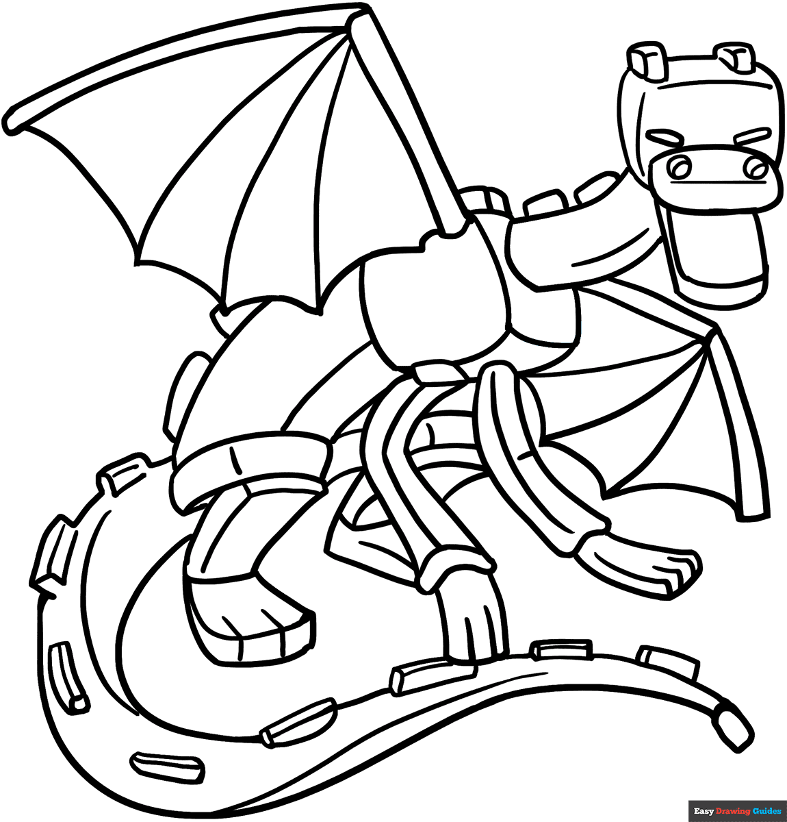 Ender Dragon From Minecraft Coloring Page Easy Drawing Guides