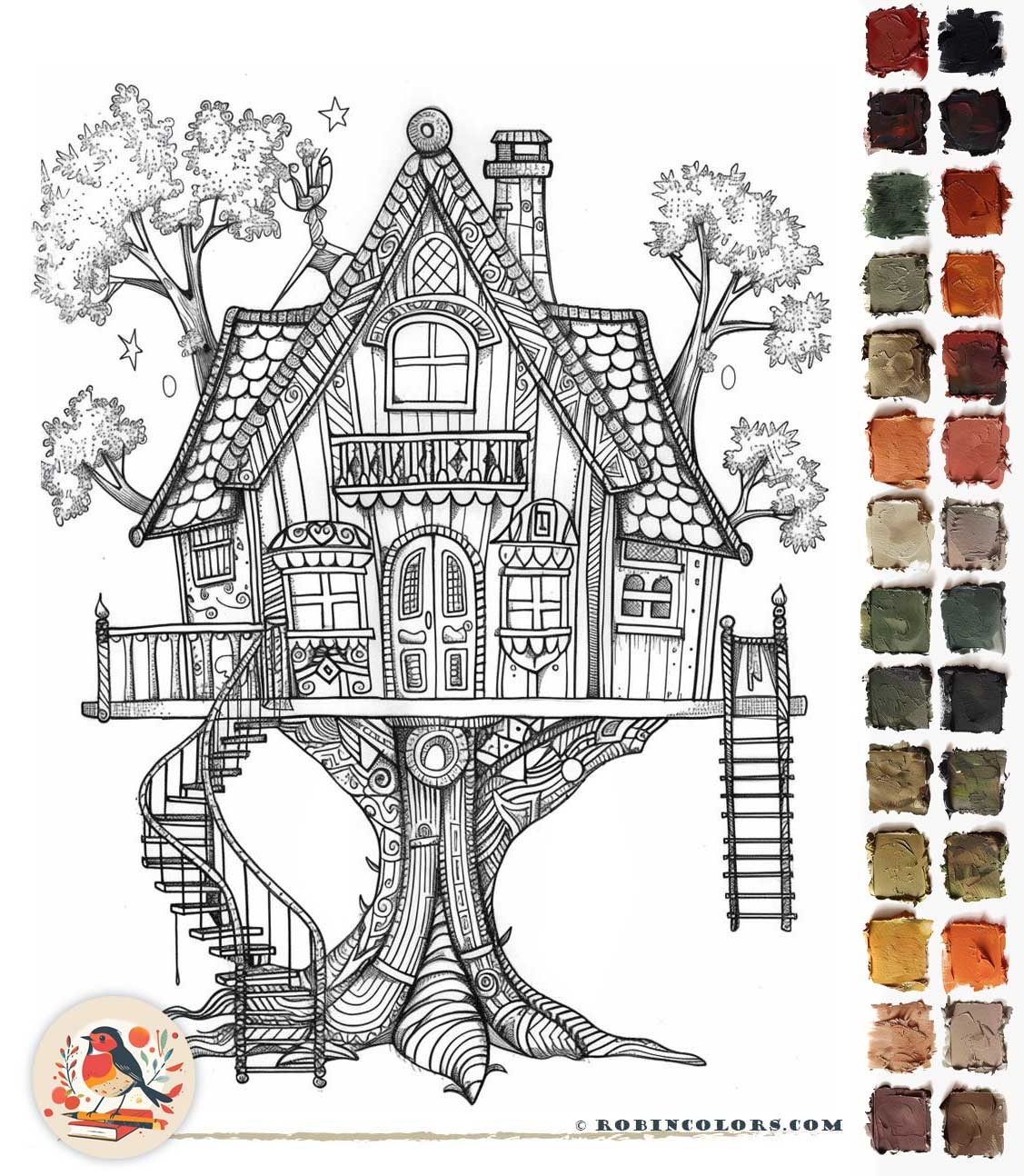 epic and magical treehouse coloring pages for adults robin colors epic and magical treehouse coloring pages for adults robin colors