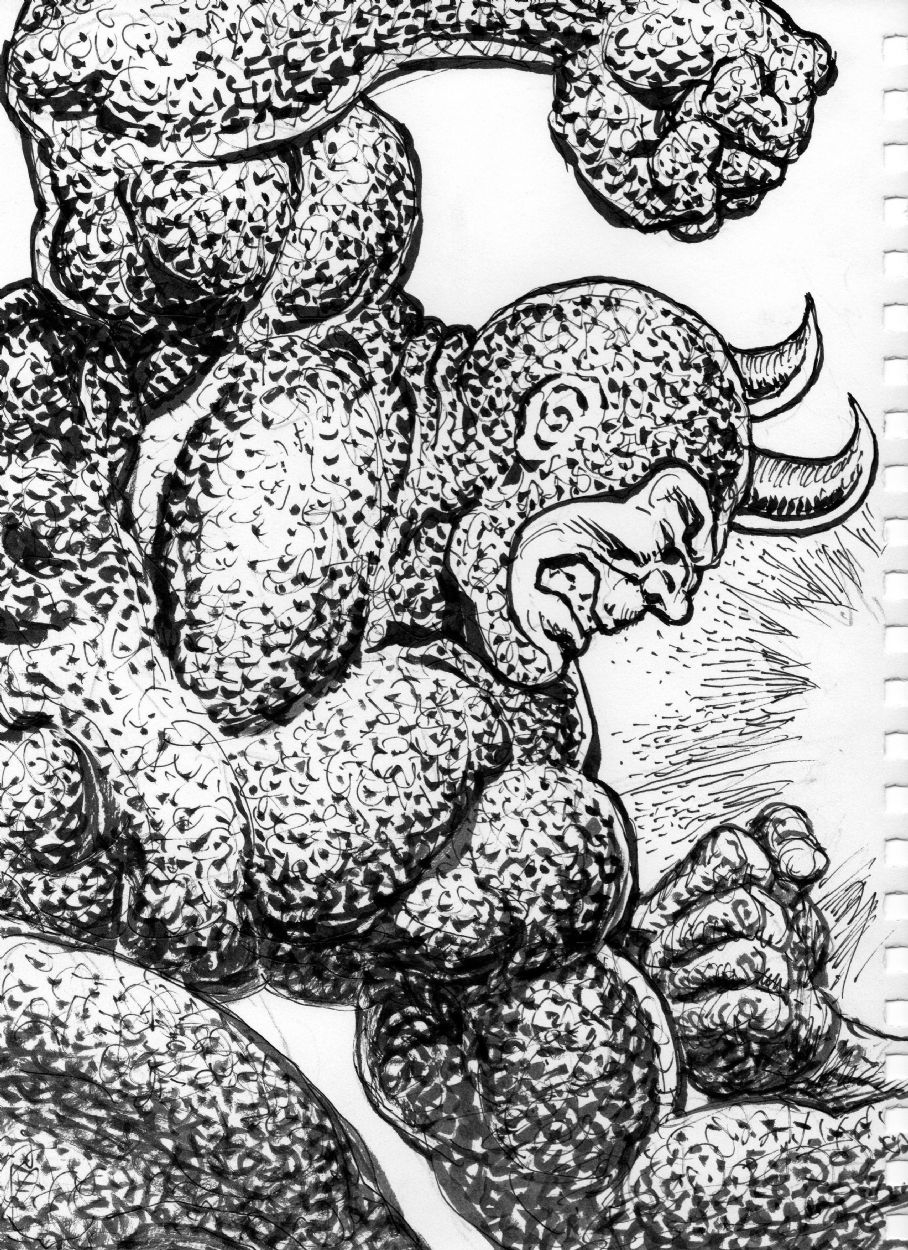 Ernie Chan The Rhino Vs The Hulk In Michael Diaz s 9x12 SKETCH BOOK Comic Art Gallery Room