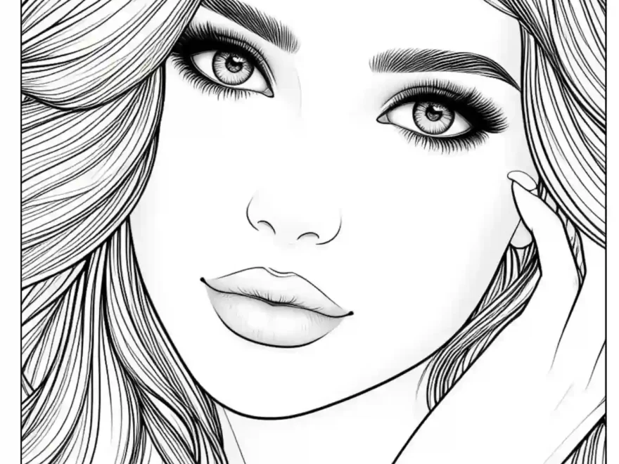 Face Realistic Girl Coloring Pages Free Printable Download PDF