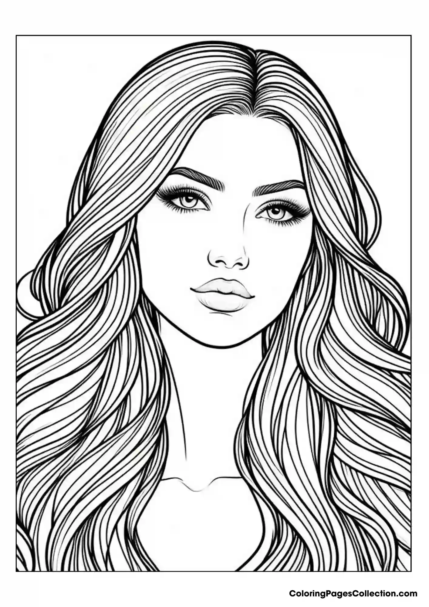 Face Realistic Girl Coloring Pages Free Printable Download PDF