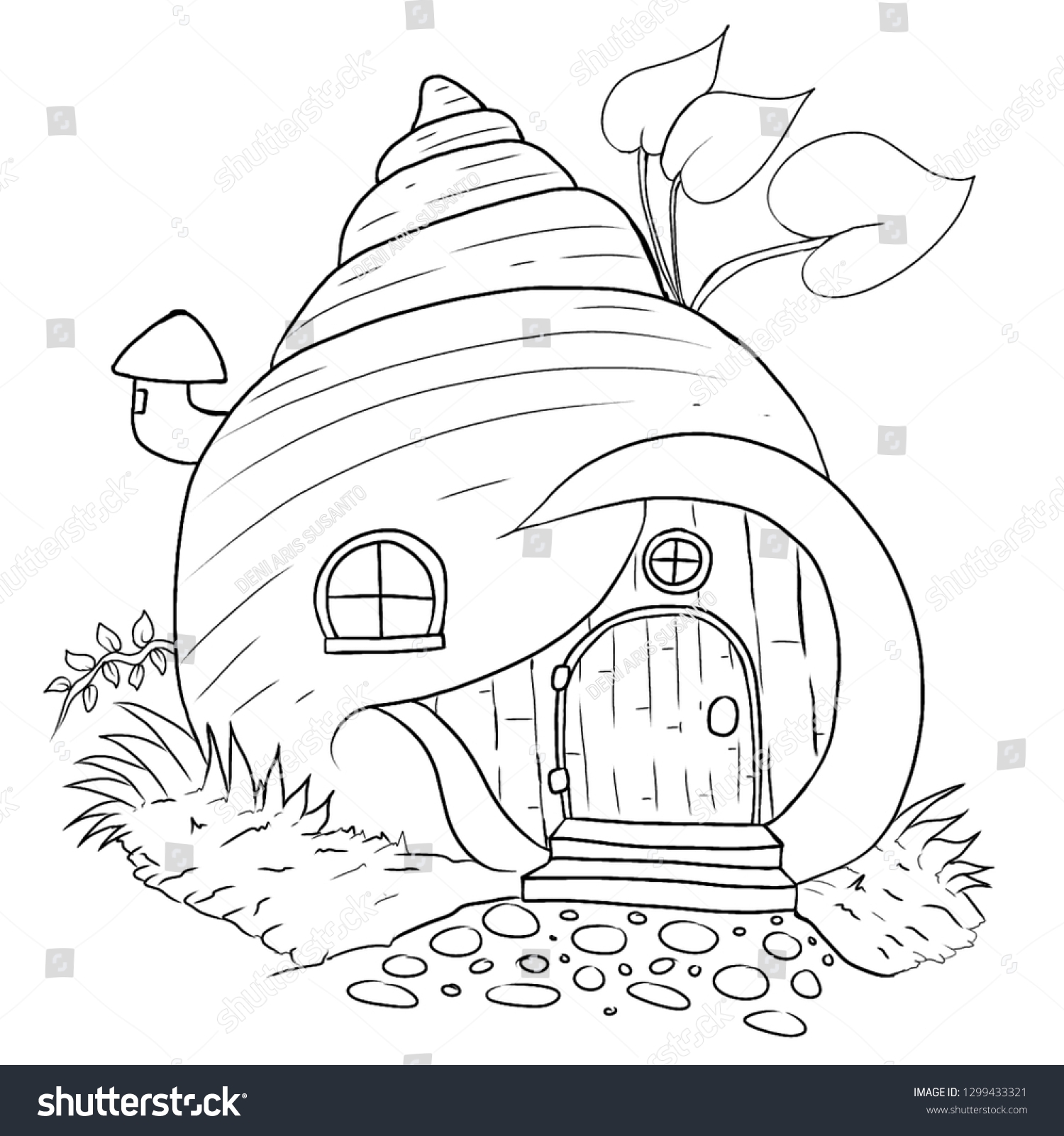 Fairy House Cartoon Coloring Page Book Stock Illustration 1299433321 Shutterstock Fairy House Cartoon Coloring Page Book Stock Illustration 1299433321 Shutterstock