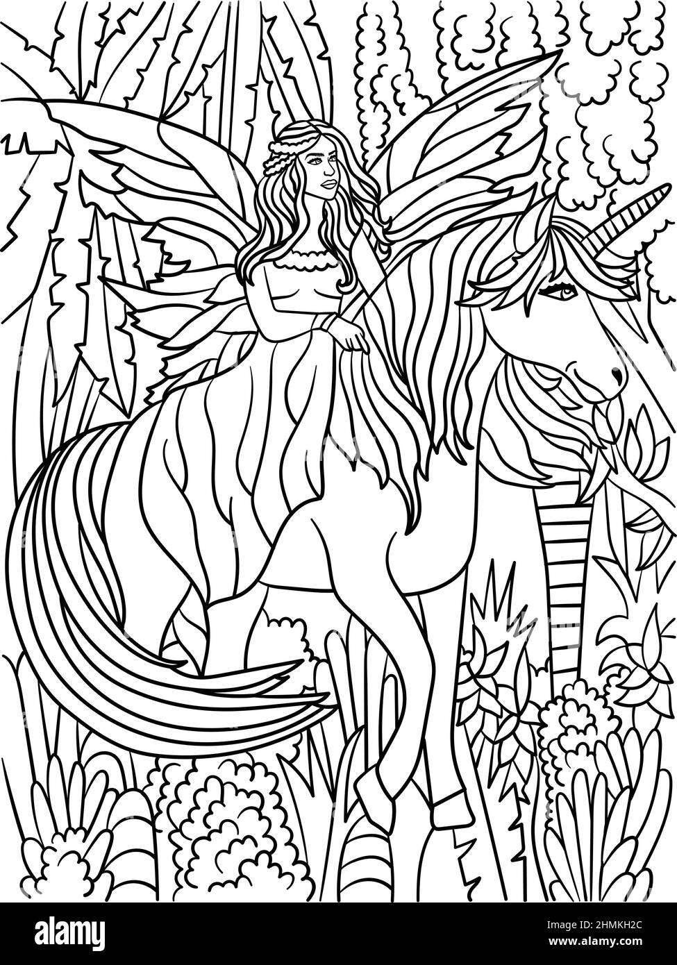 Fairy Riding Unicorn Coloring Page For Adults Stock Vector Image Art Alamy Fairy Riding Unicorn Coloring Page For Adults Stock Vector Image Art Alamy